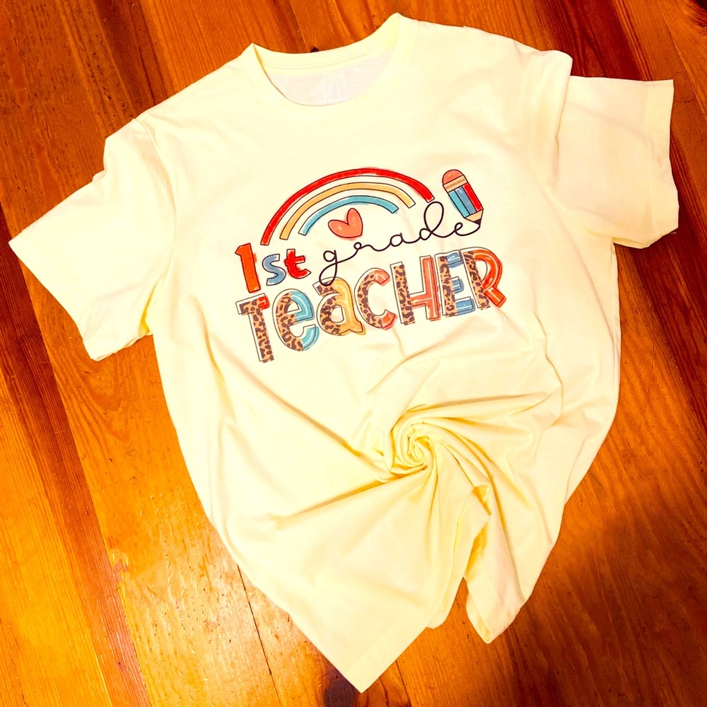 Teacher t-shirts sublimated all grades available.
